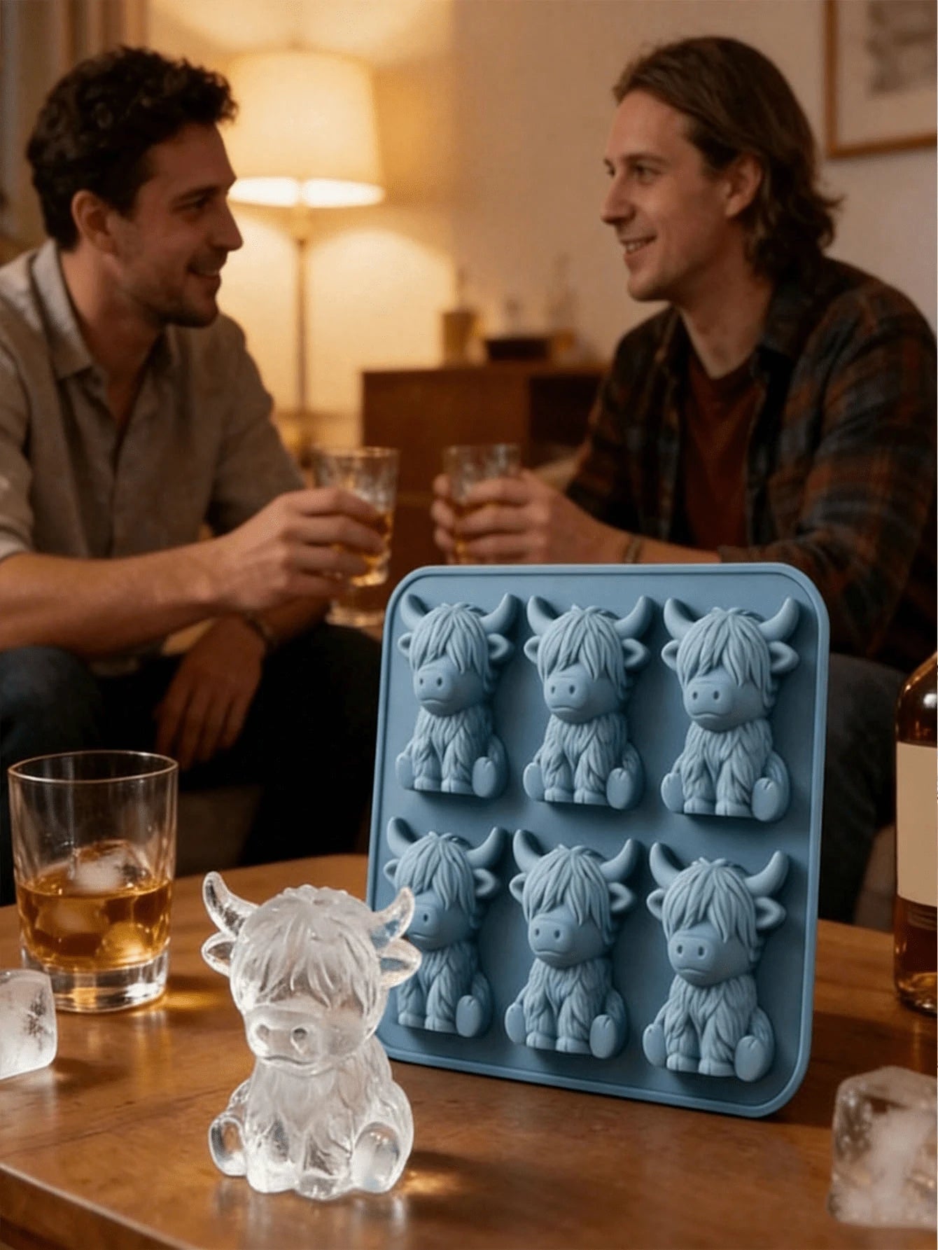 1pc Highland Cow Silicone Ice Cube Tray, 3D Cute Cow Shaped Silicone Ice Mold, Suitable For Whiskey, Cocktails And Baking, Silicone Mold Also Suitable For Easter And Holiday Decorations, Party Supplies, Kitchen Decor, Holiday Essential