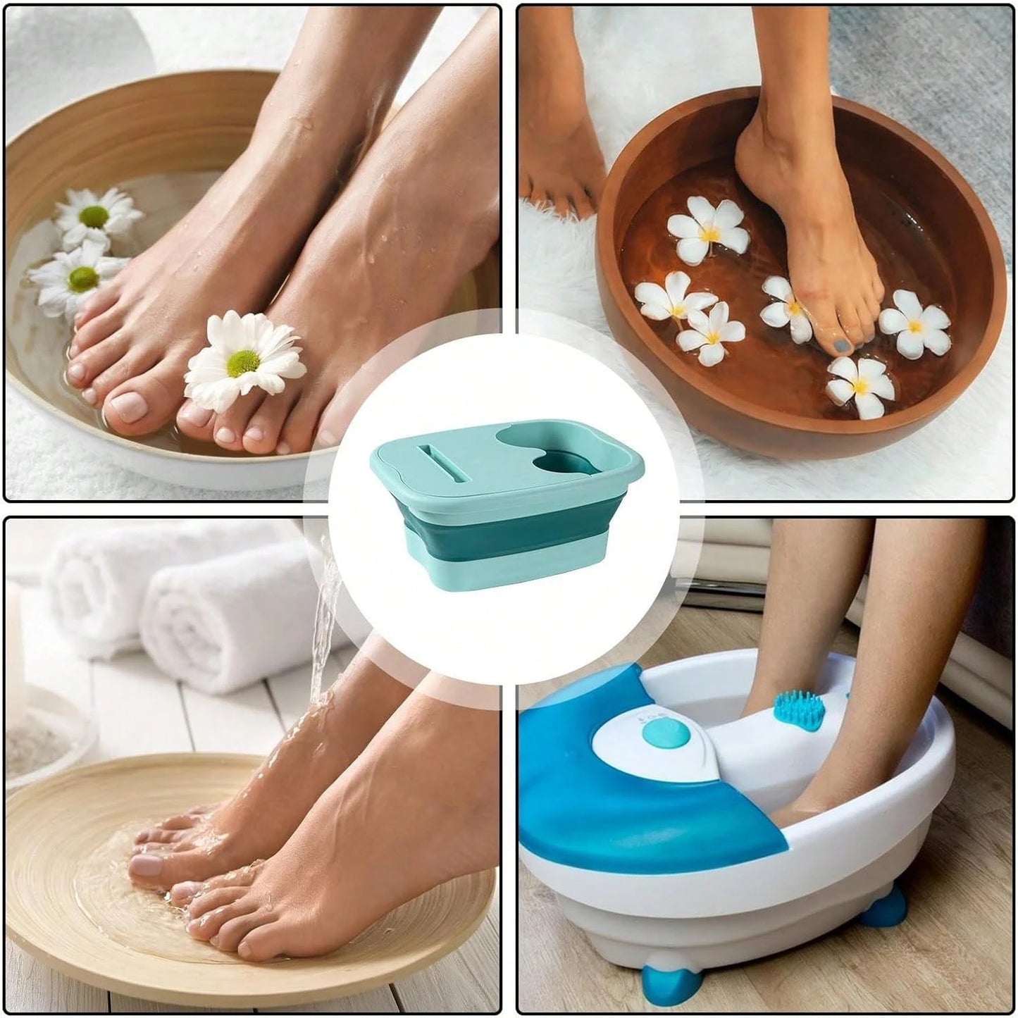 Foot Soaking Bath Basin - Foldable Foot Bath Bucket - Foot Bath Massager, Foot Soak Bath Tub With Massaging Rollers