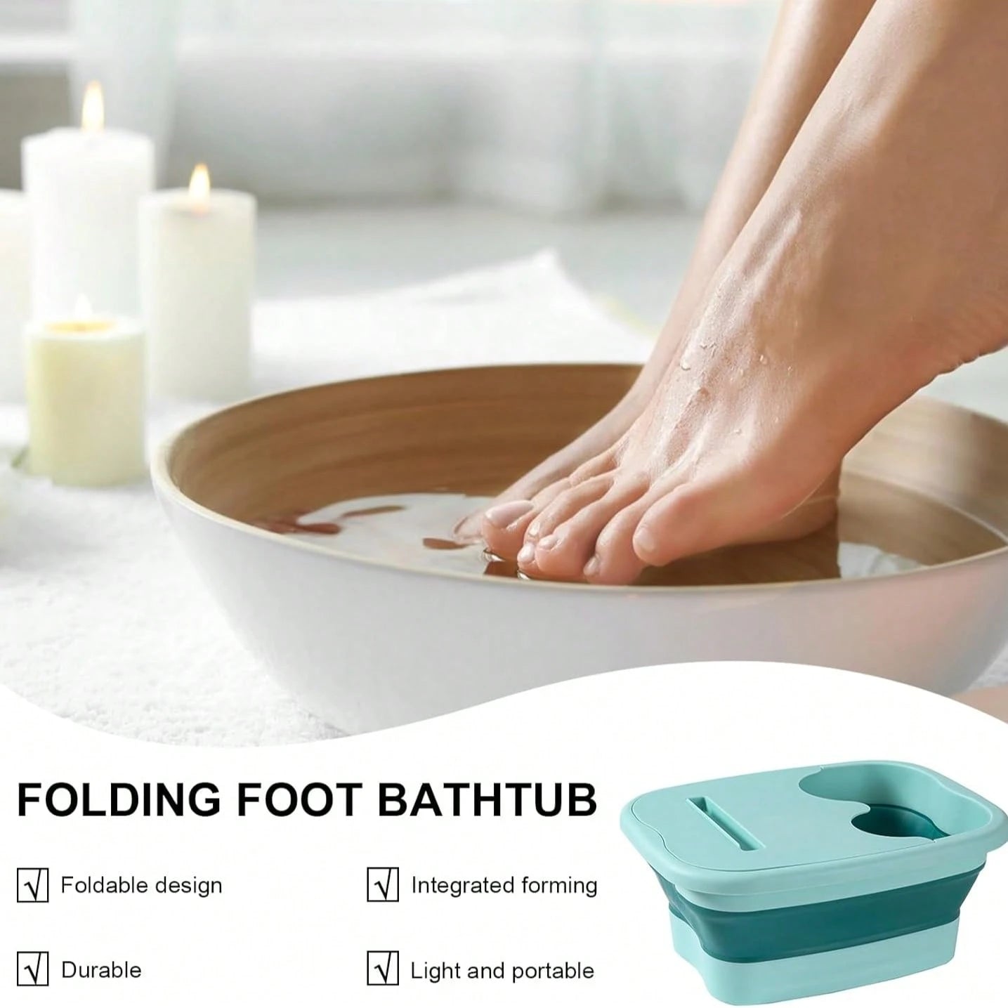 Foot Soaking Bath Basin - Foldable Foot Bath Bucket - Foot Bath Massager, Foot Soak Bath Tub With Massaging Rollers