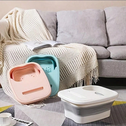 Foot Soaking Bath Basin - Foldable Foot Bath Bucket - Foot Bath Massager, Foot Soak Bath Tub With Massaging Rollers