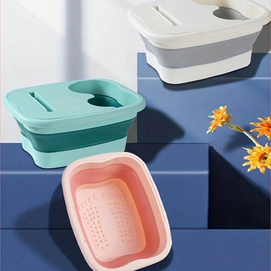 Foot Soaking Bath Basin - Foldable Foot Bath Bucket - Foot Bath Massager, Foot Soak Bath Tub With Massaging Rollers